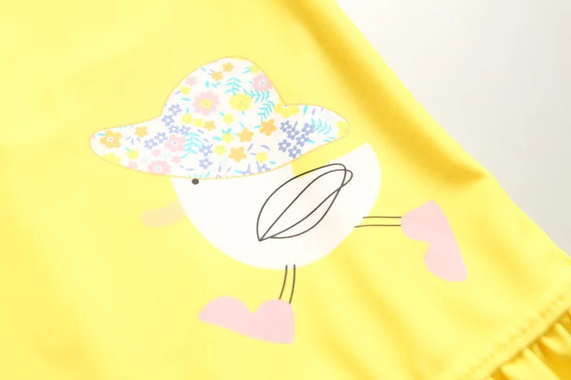 Baby Girl Swimwear Yellow Swimsuit for Girls UPF50 Sunscreen Children Swimming Suit Long Sleeve Infant Toddler Bathing Suit Kids