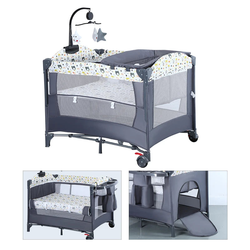 PANGDUBE Multifunctional Baby Crib 0 to 3 Years Old Newborn Baby Bed 104*76cm Cribs with Changing Table,Playpen,Co-sleeping Bed