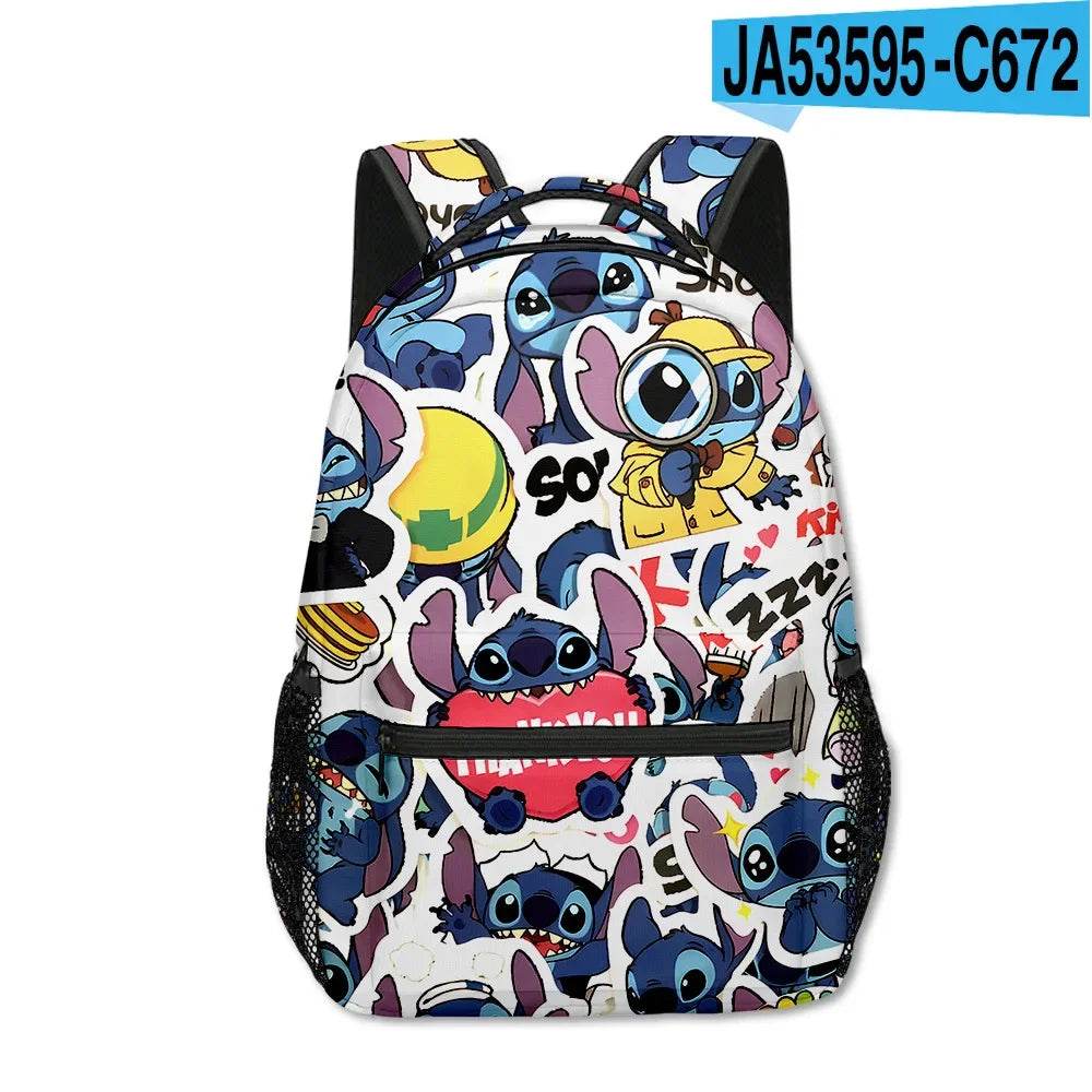 Stitch Primary School Student Anime Backpack Cartoon Large Capacity School Bag Printing Anime Kawaii Cartoon School Bag Mochila - AIAZ