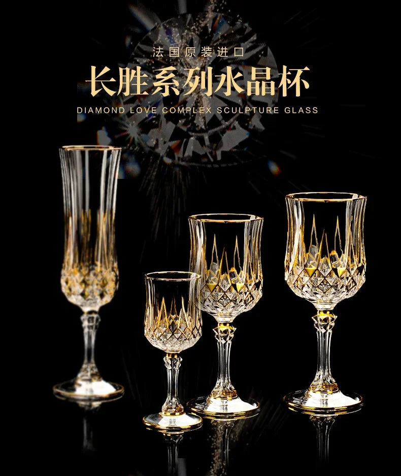 Hand-painted French imported gold cda crystal red wine glasses set home whisky strong wine glasses 2 Pack.