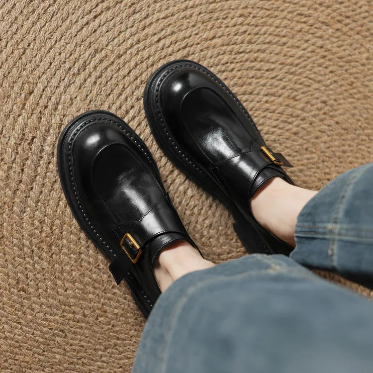 Dress Shoes Women Loafers Cow Leather Sheepskin Rubber Formal Business Suit Ladies 2025 Spring Autumn Handmade