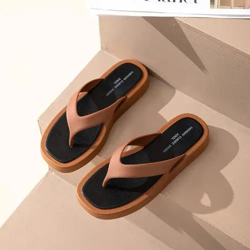 Classic Black/white Mixed Color Platform Flip Flops Women Thick Bottom Thong Slippers High Quality Leather Jandal Sandals Women