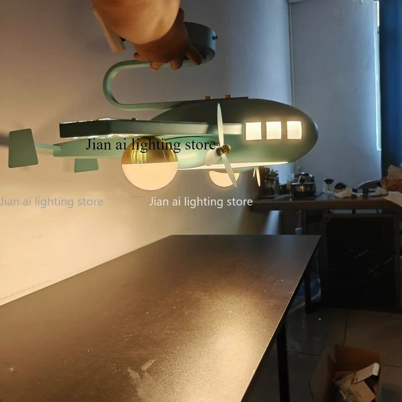 JIANKEXING Bedroom Lights Children's Room Lights Luxury Creative Cartoons Airplanes Chandeliers Modern Minimalist Boys Girls