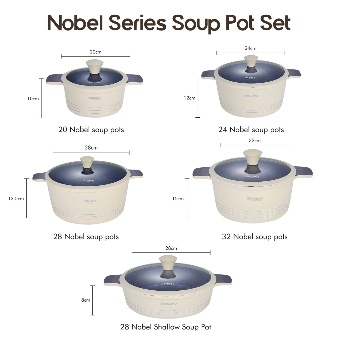 DONNOR Ceramic Cookware Set,Healthy Non-stick Cookware Set Suitable for Induction Cooktops/DishwashersFree of PFAS,PFOA and PTFE