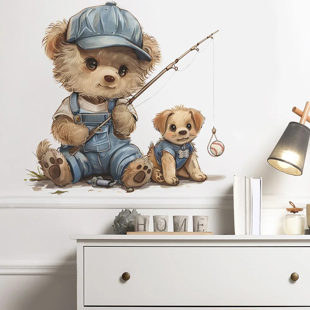 Animal Vinyl Tile Child Wall Sticker For Baby Kids Room Decoration Adhesive Wallpaper Bedroom Accessories Wall Decor Home Decor