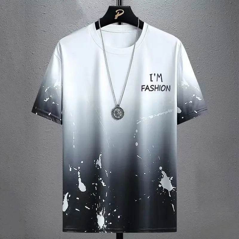 Suits for men 2025 Summer Fashion Polyester Thin Casual Breathable Short Sleeve Printed Sports T-shirt + Shorts Basketball Set - AIAZ