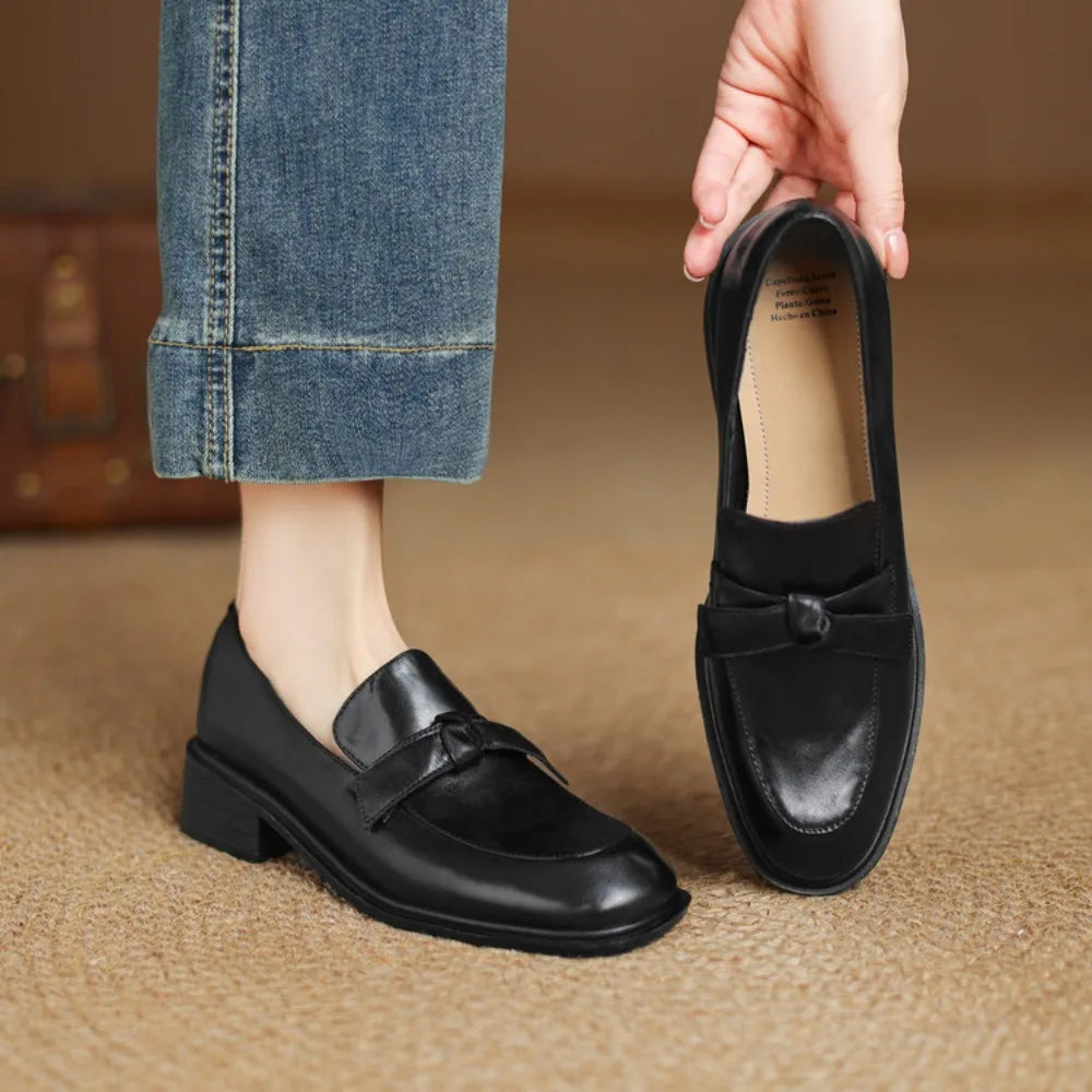 Dress Shoes Women Loafers Cow Leather Sheepskin Rubber Formal Business Suit Ladies 2025 Spring Autumn Handmade