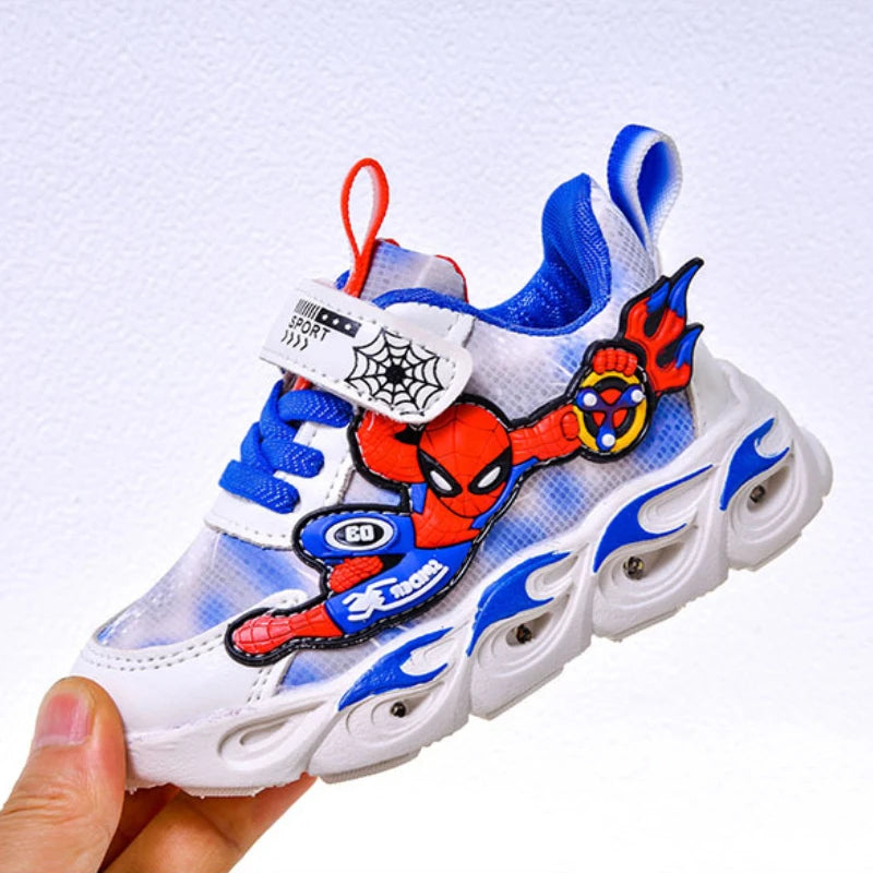 Disney Fashion Spiderman Baby Boys Sneakers Spring/autumn Children's Shoes Lighted Sneaker Trendy Kids Boy Sports Casual Shoes