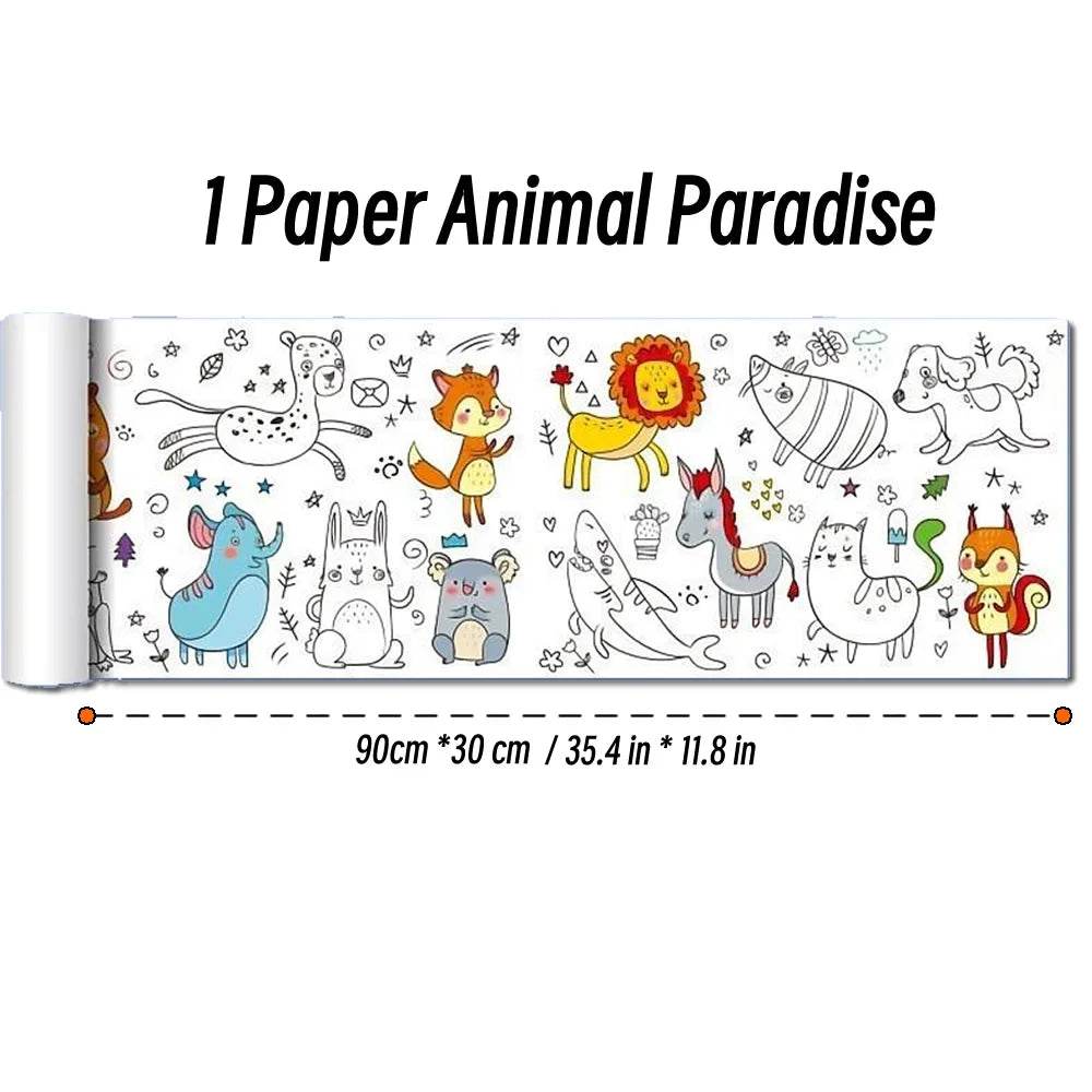 90cm Animal Children's Drawing Roll DIY Coloring Paper Roll Color Filling Graffiti Paper-cut for Kids Painting Educational Toys - AIAZ