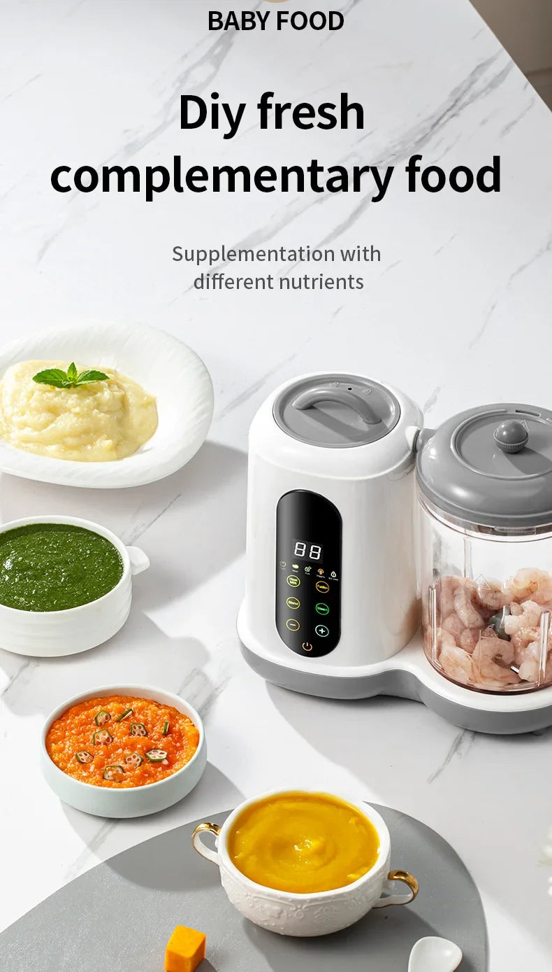 2024 Baby Food Maker One Step Baby Food Processor Steamer Puree Blender Auto Cooking & Grinding Touch Screen Control White