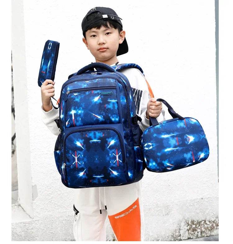 Boys Backpacks 3 Pieces Sets School Bags Large Size Bag For Teenagers Children Knapsack Big Boy Backpack Middle School Students - AIAZ