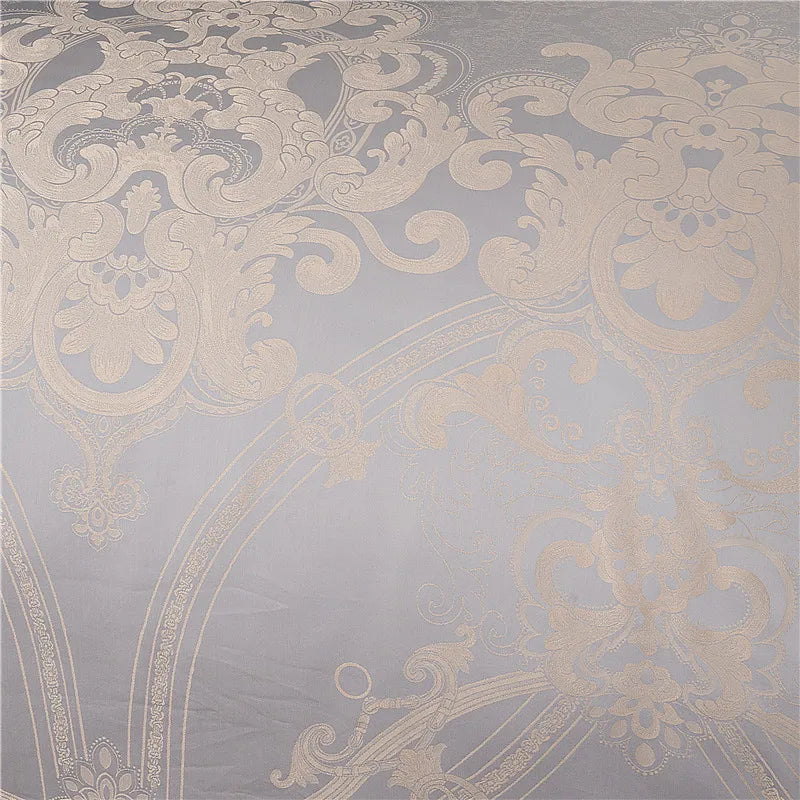 Sliver Gold Luxury Silk Satin Jacquard duvet cover bedding set queen king size Embroidery bed set bed sheet/Fitted sheet set