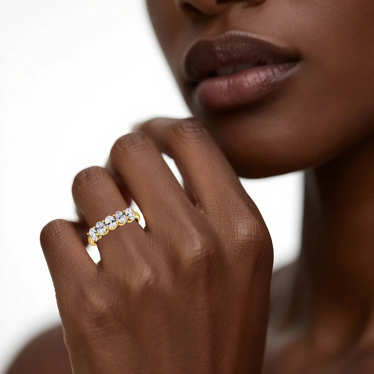 Real 14k Gold Oval Moissanite Eternity Ring Wedding Band For Women AU 585 K Gold Fine Jewelry Engagement Gift With Certificate