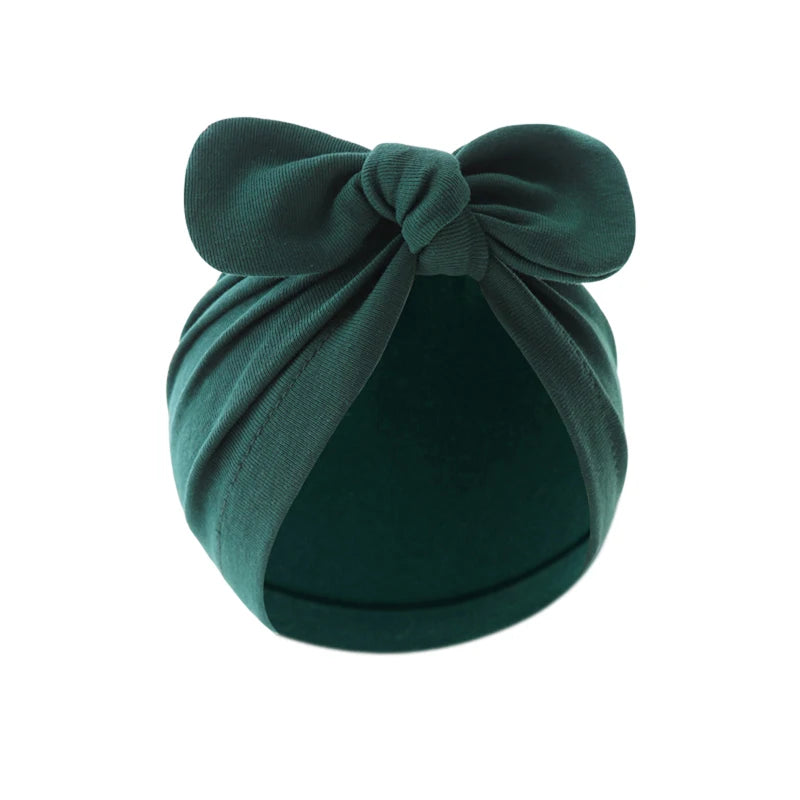Pudcoco Baby Girls Turban Hat, Soft Elastic Cute Knotted Bow Hat Nursery Beanie Cap for Infant