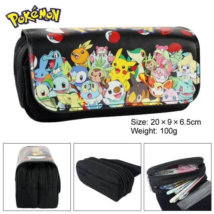 Pokemon Pencill Case School Cartoon Pikachu Black Pen Bag School Supplies Stationery Schoolbag Birthday Party Gifts for Boys - AIAZ