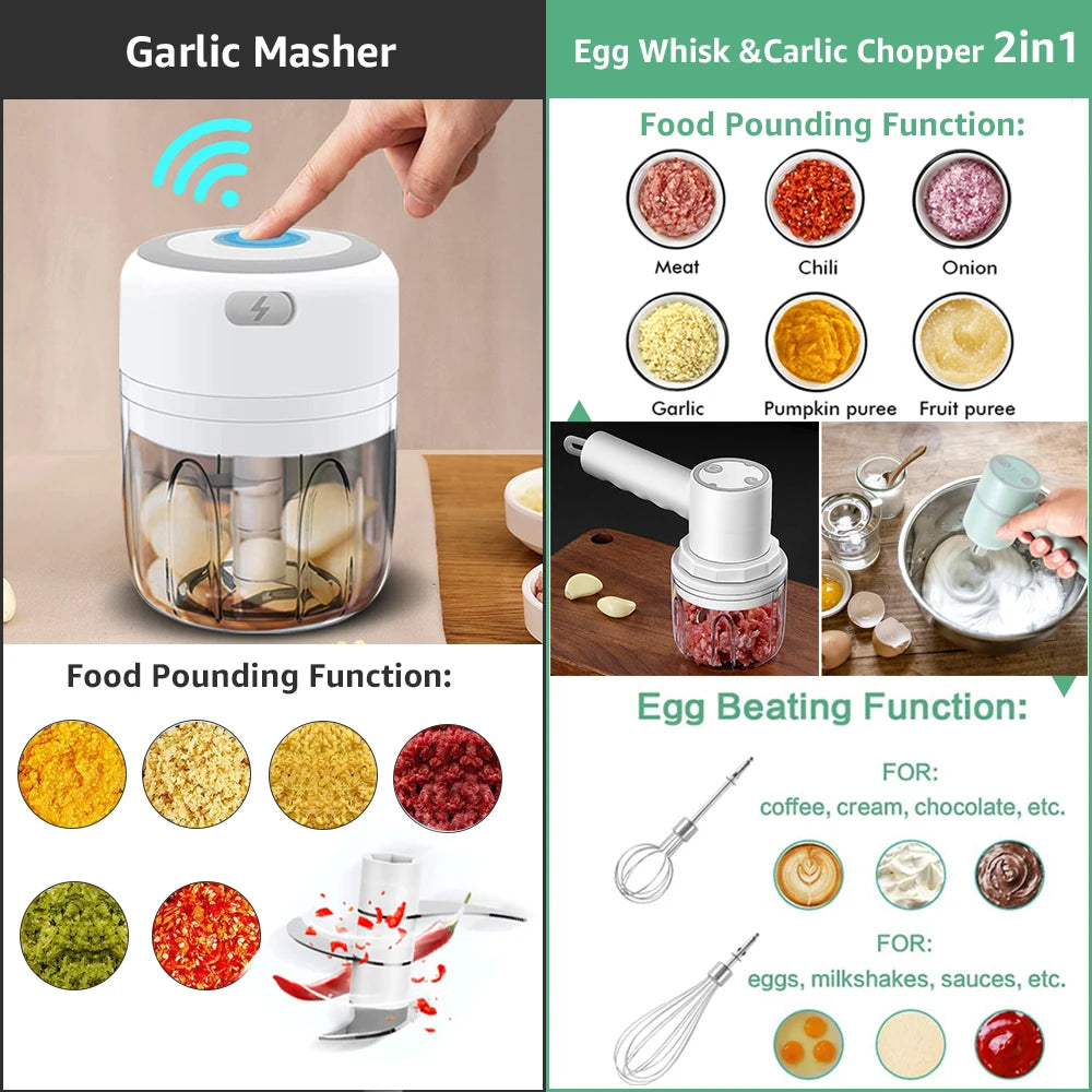 Baby Mini Wireless Electric Food Mixer 100ml/250ml Portable Chopper Usb Charging Ginger Chili Vegetable Masher Machine Kitchen