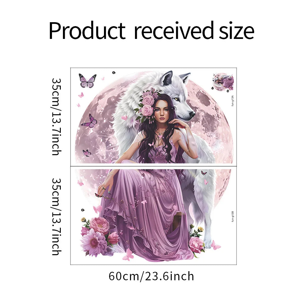 Purple Wolf Girl Vinyl Wall Decal For Kids Room Decoration Room Decor Bedroom Accessories Wall Art Home Decoration Wall Decor