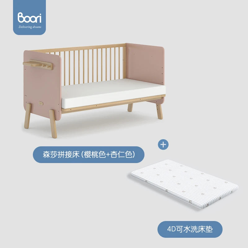 ZZ Splicing Bed Children's Seamless Bedside Bed Widened Crib Adjustable High Guardrail Bed
