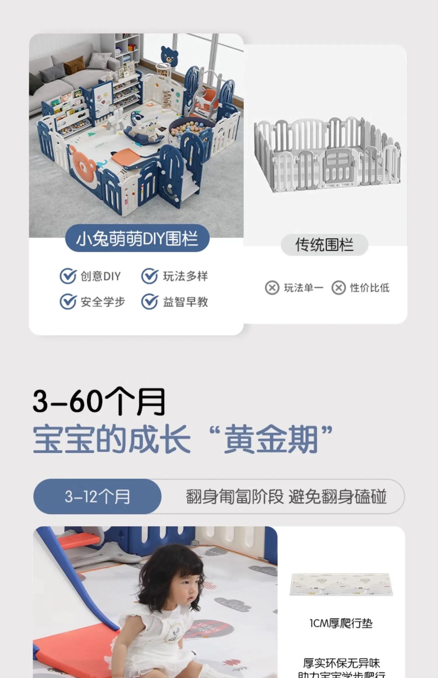 XL Fence Baby Fence Children's Game Floor Baby Indoor Household Fence