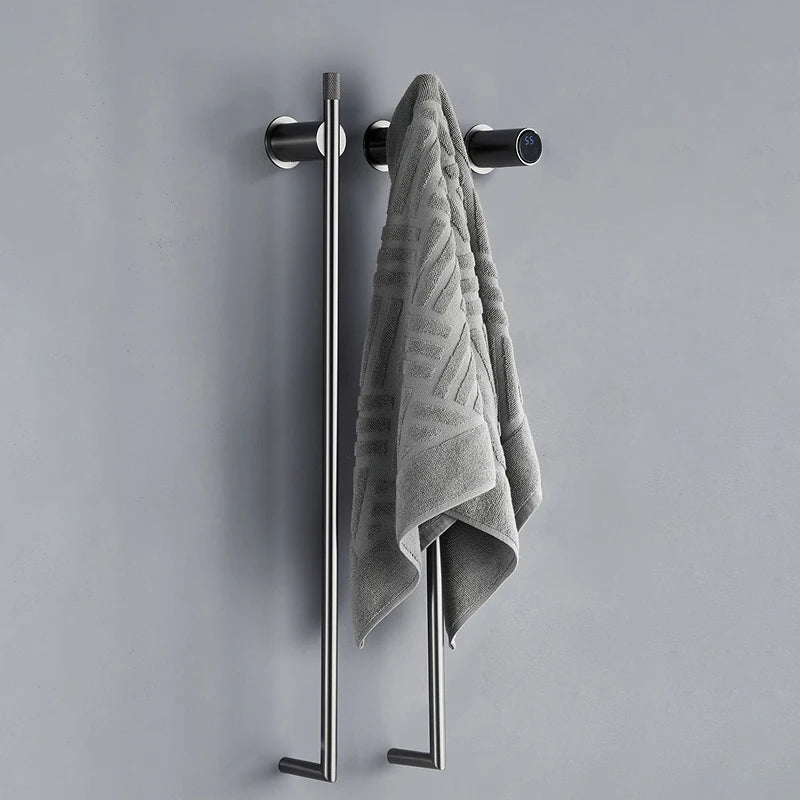 2025 Brushed Gold Bathroom Electric Bath Towel Rack Smart Temperature Time Control Towel Warmer Hidden Wires Heated Towel Rail