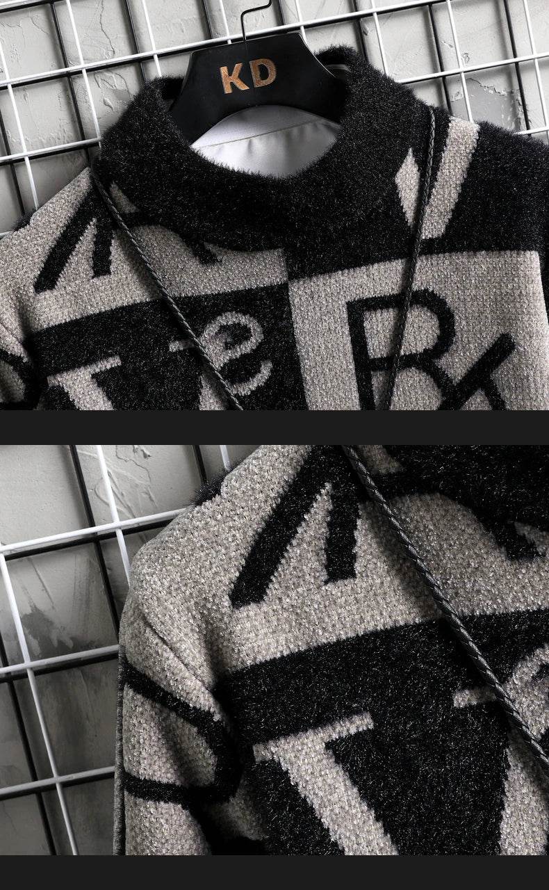 Men Knitted Sweater Stripe Pullovers Printing Round Neck Sweater Autumn/Winter Designer Quality Casual Men Clothing Jumper - AIAZ