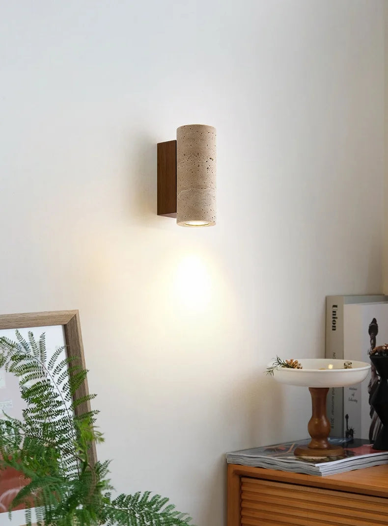 Simple Yellow Travertine Led Wall Lights For Balcony Bedroom Living Room Home Decor Modern Bedside Lamp Luminaria De Parede