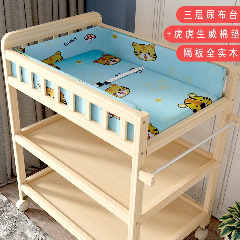 ZZ solid wood diaper changing table mobile care bath massage multi-functional baby newborn changing table