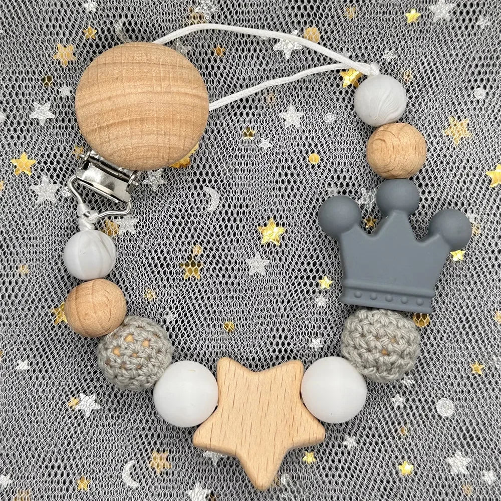 Custom Personalized Name Baby Pacifier Clip Bear Pacifier Chain Holder for Baby Teething Soother Chew Toy Food Grade Dummy Clips