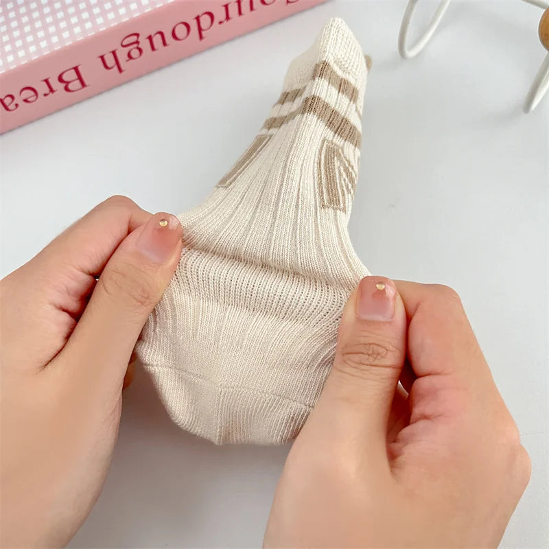 3Pairs/Lot Baby Letter Non-slip Socks Soft Cotton Short Kids Sock Infant Toddler Boys Girls Cute Stripe Socken For 0-5Years