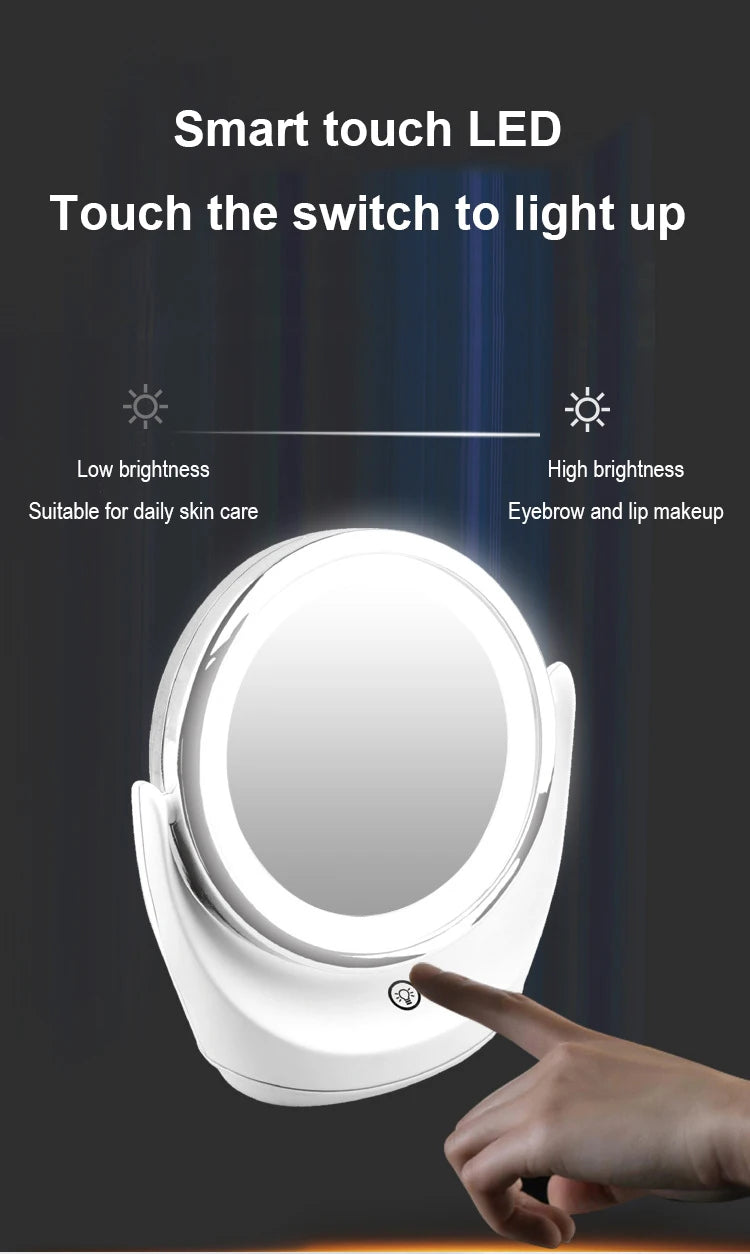 Xiaomi Youpin Mirror 1X-5X Magnification 360 Degree Rotation Portable Double Sided Desktop Intelligent With Light Makeup Mirror