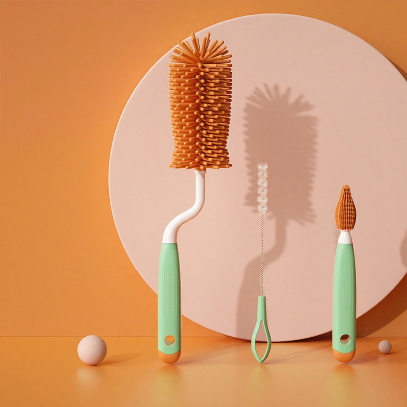 Silicone Bottle Cleaning Brush Baby Pacifier Straw Scrubber Small Brush 360 Degree Glass Cup Washing Kitchen Cleaning Tool Set