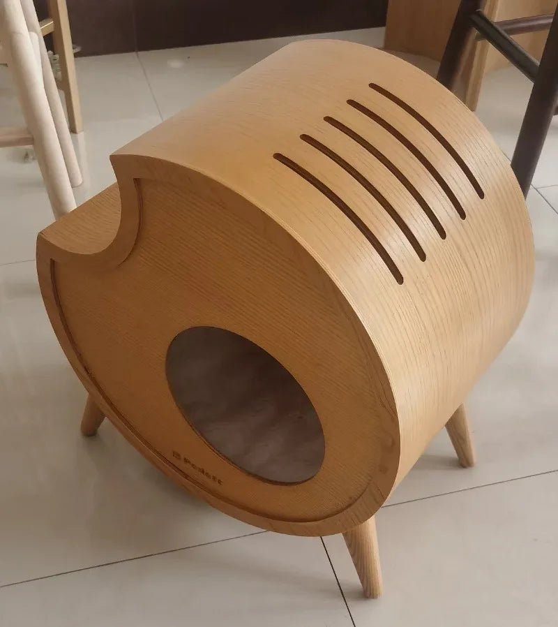 Dog Cat House Semi-enclosed Winter Shelter Indoor Pets Wooden Circle Breathable Cat Bed Home Decoration Pet Products Accessories