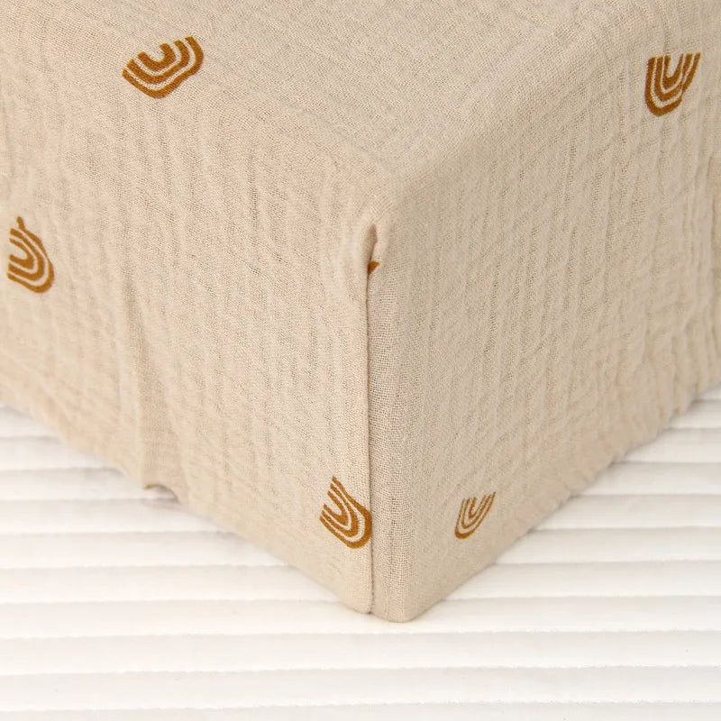 100% Cotton Crinkle Muslin Fitted Crib Sheet for infant baby Soft Breathable Solid Color Baby Bassinet Mattress Cover Bedding