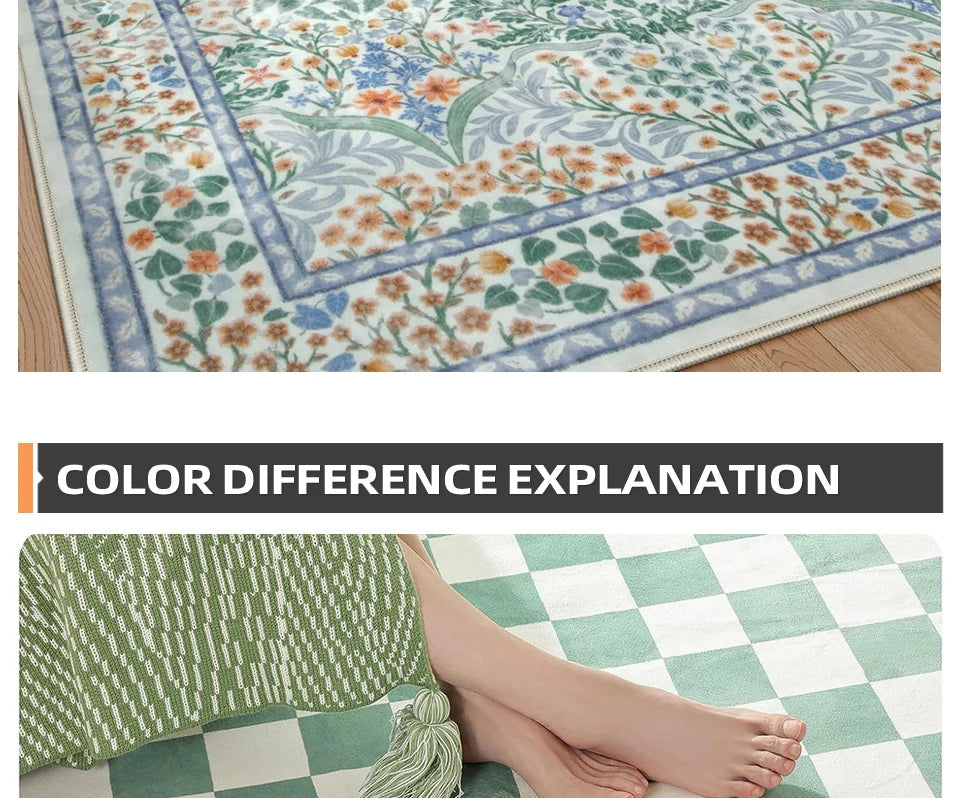 Pink Living Room Carpet Large Machine Washable Carpets Bedroom Bedside Floor Mat Home Decoration Bohemian Flower Non-Slip Rug 카펫