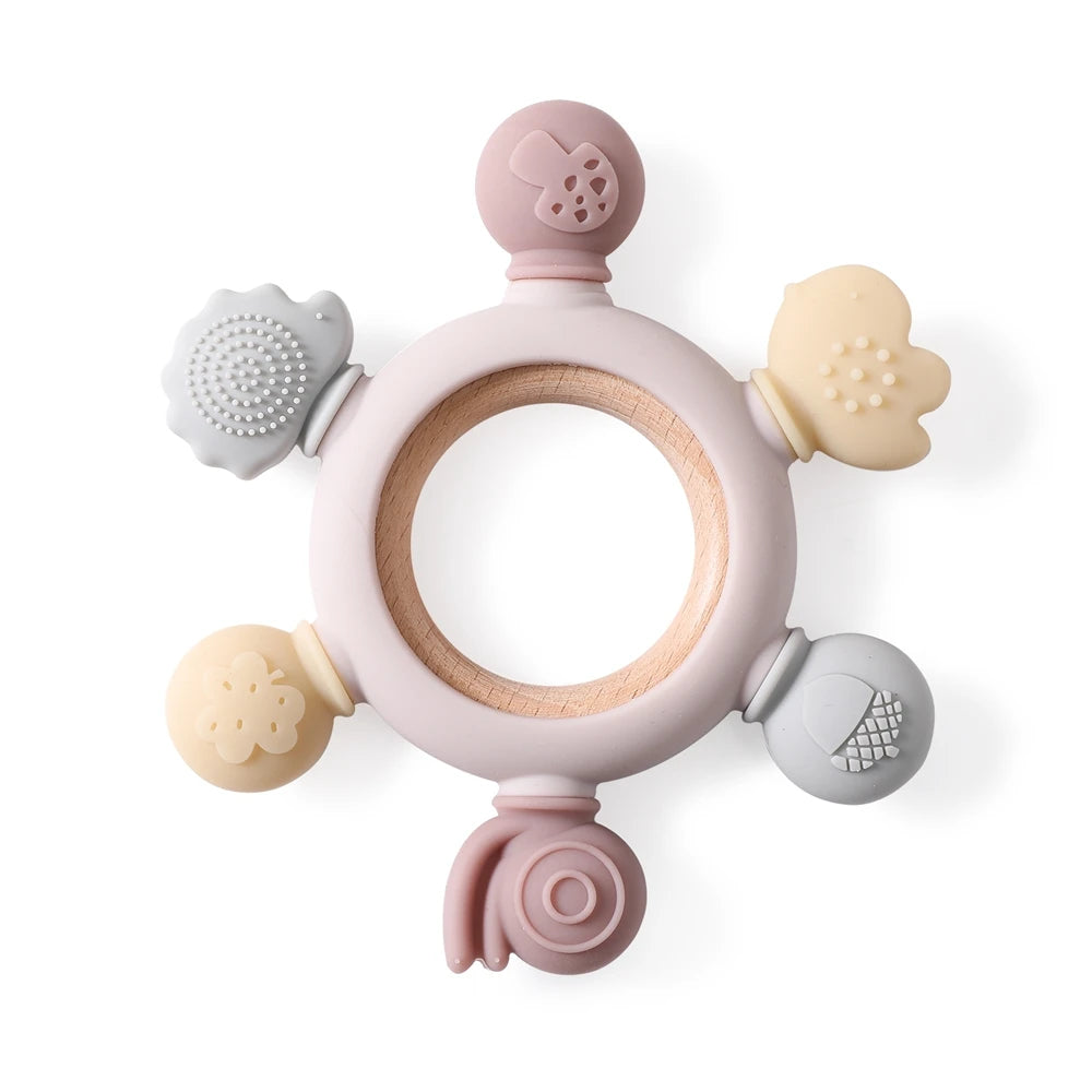 1pc Silicone Teether Food Grade Baby 0-12 Toys Teething Ring Sensory Toys for Toddlers Silicone Animal Soothing Toys Accessories