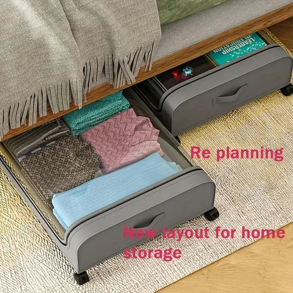 Simple Wheel Storage Box Multifunctional Movable Clothes Storage Case For Home
