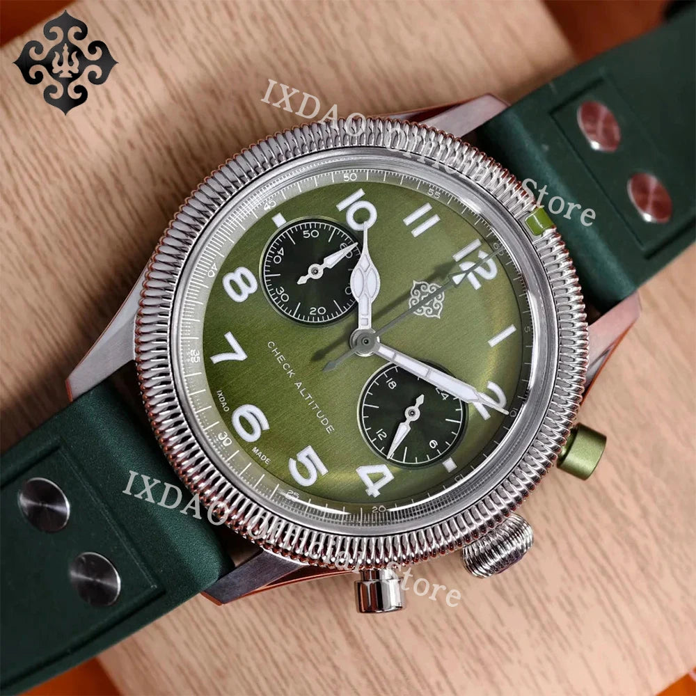 2025 New IXDAO 39mm Pilot Men Quartz Watches Peregrine Falcon Series VK64 Sapphire Stainless Steel Sports Chronograph 10Bar C3