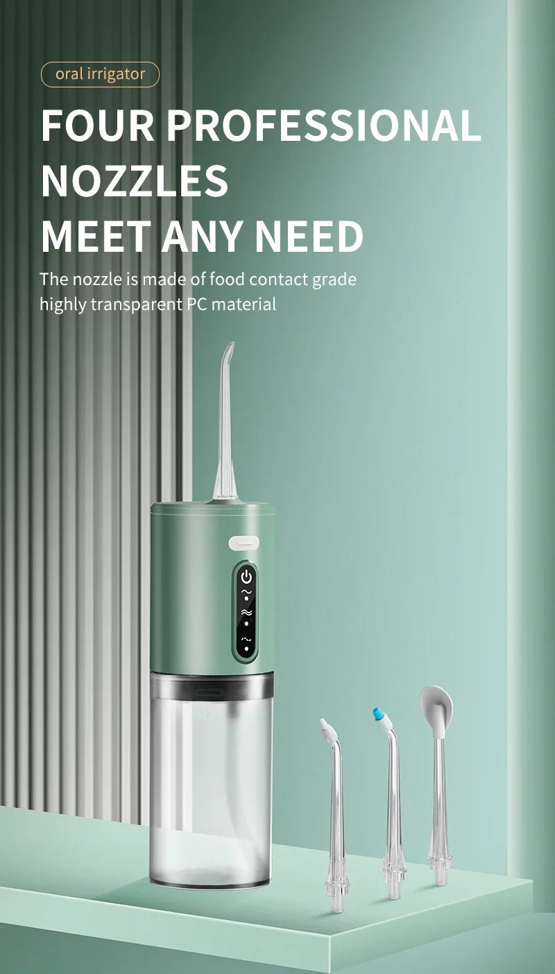 Xiaomi Dental Oral Irrigator 5 Nozzle Portable Dental Water Flosser USB Rechargeable 280ml Three frequency pulses Teeth Cleaner