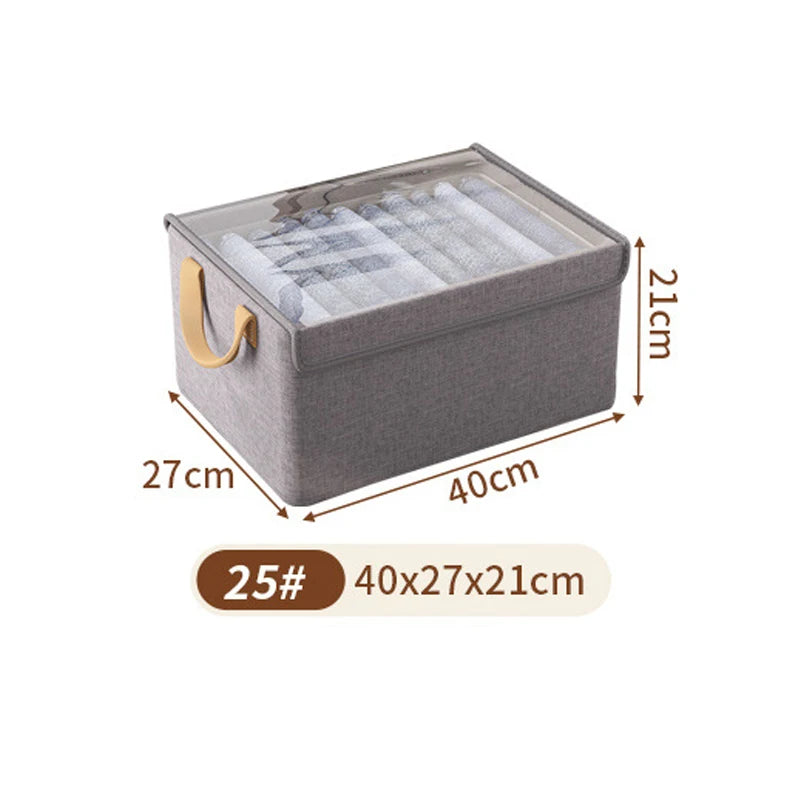 Collapsible Clothing Organizer Folding Clothes Storage Basket with Cover Metal Frame Underwear Storage Box Wardrobe Organizer