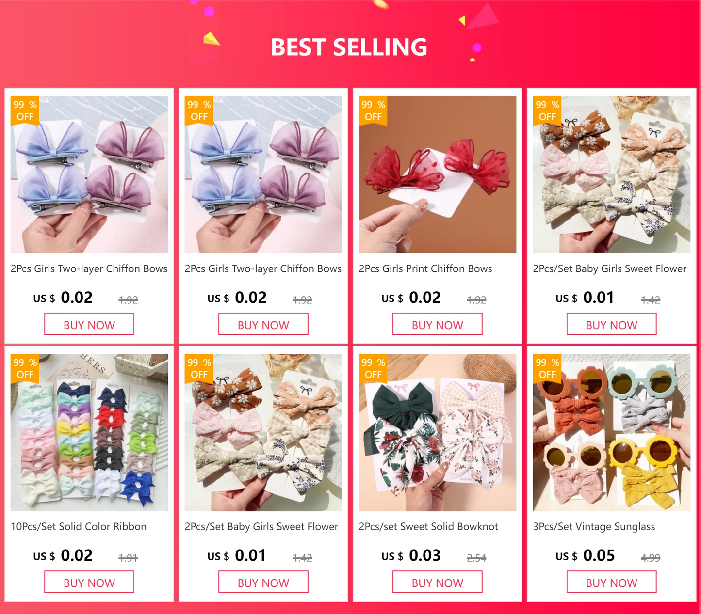 2Pcs/set Sweet Solid Bowknot Hair Clips for Women Girls Print Bows Hairpins Barrettes Duckbill Clip Headwear Hair Accessories