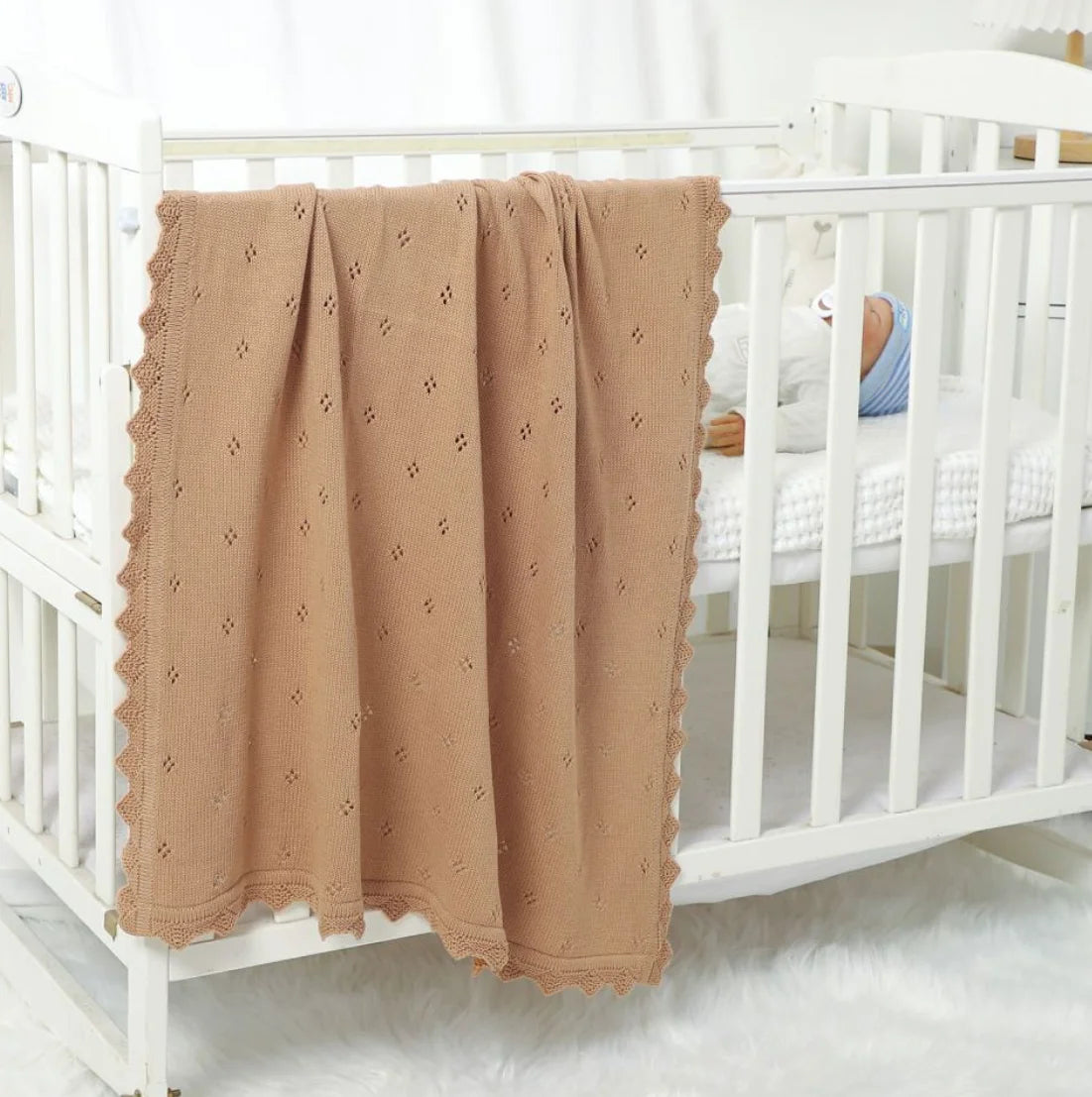 Knitted Baby Blanket Newborn Swaddle Wrap Blankets For Boys Girls 100% Cotton Soft Infant Receiving Blanket Crib Quilt Stuff