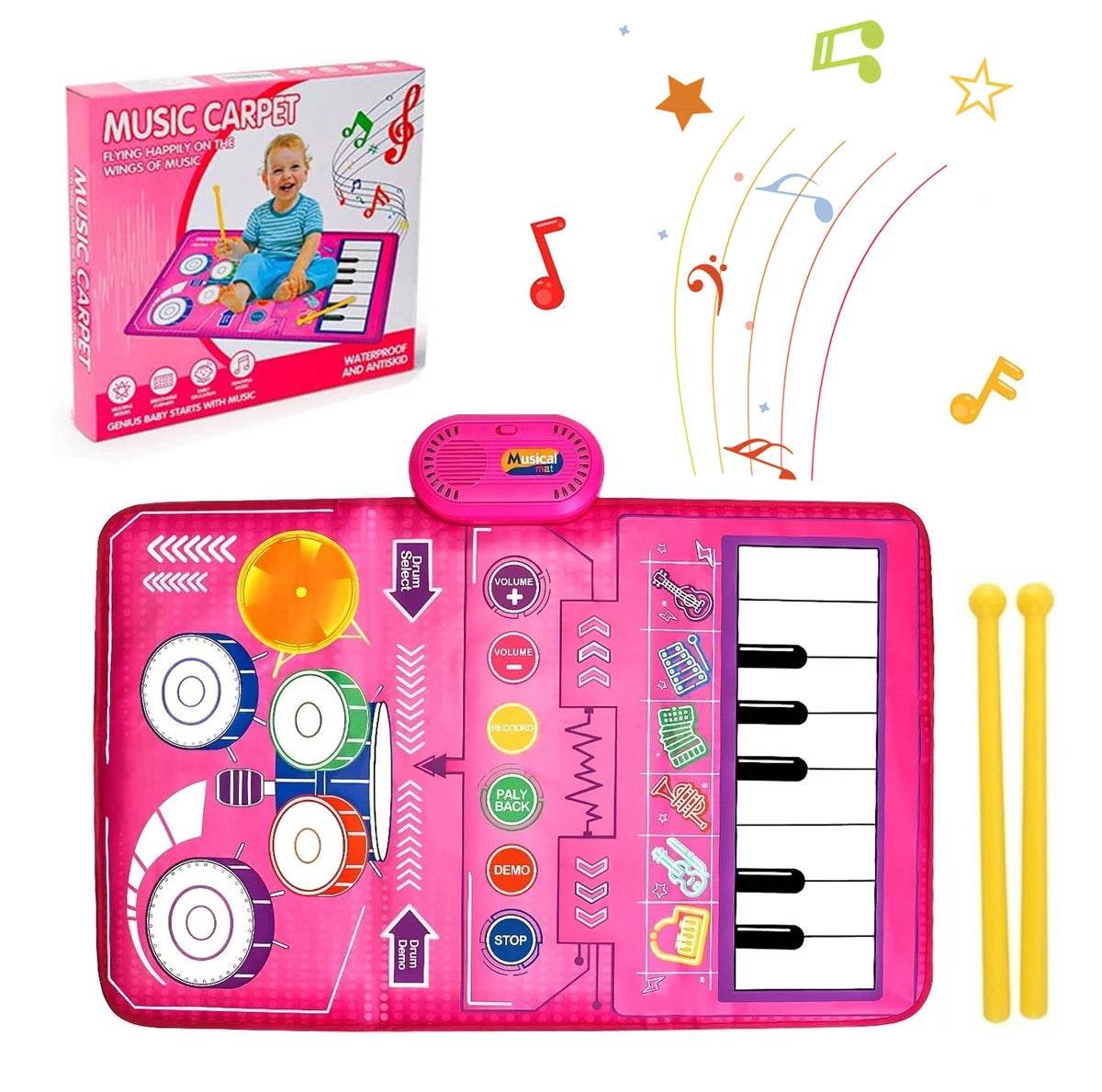 80x50cm Toddler Musical Piano Mat For Children Educational Toys Floor Keyboard Drum Toys Dance Mat With Instruments Sounds Toys - AIAZ