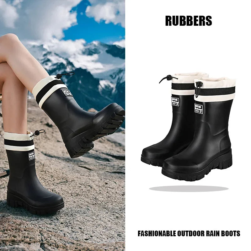 Family-sized Waterproof & Non-slip Rain Boots for Outdoor Activities, Matching Designs for Adults & Kids