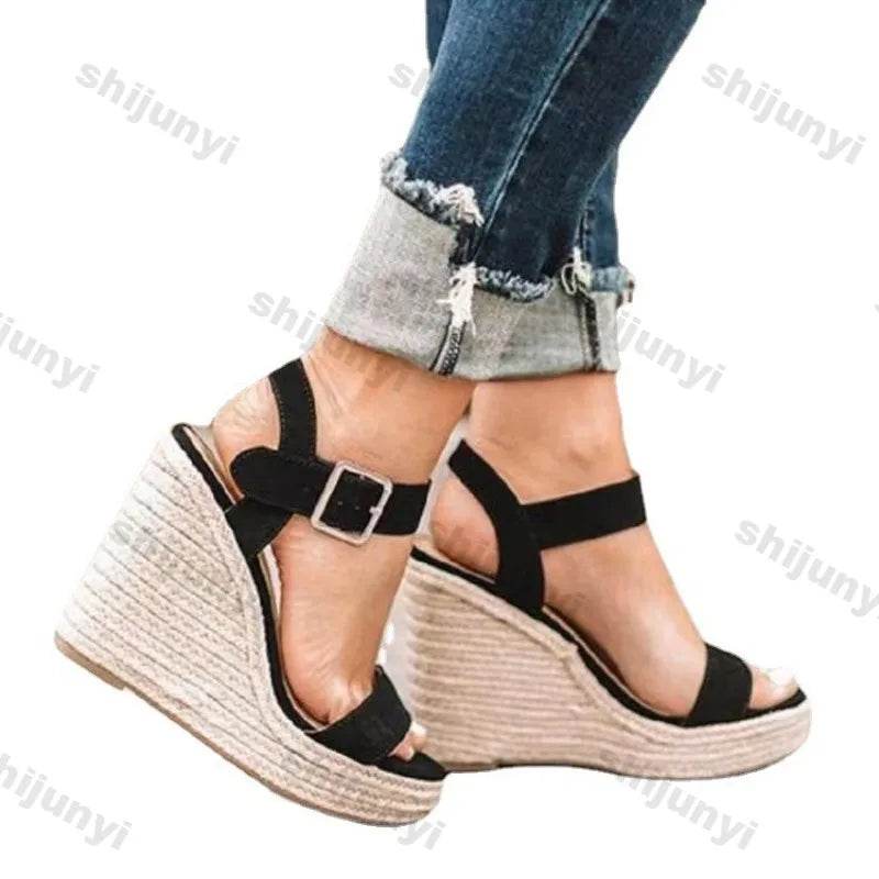 Women Leisure Wedges Heeled Wedge heel serpentine sandals Summer New Sandals Party Platform High Heels Shoes sandalias mujer - AIAZ