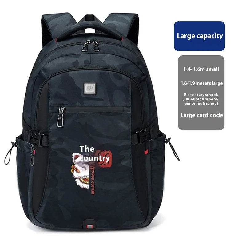 Backpack Primary School Middle School Students High School Bags Large Capacity Ultra-light Load Reduction Outdoor Travel Busines - AIAZ