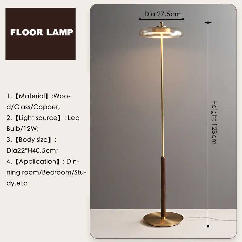 Retro Glass Floor Lamp Luxury Gold Lustre Glass Floor light for Living Room Bedroom bedside Mushroom Metal Art Design Table lamp