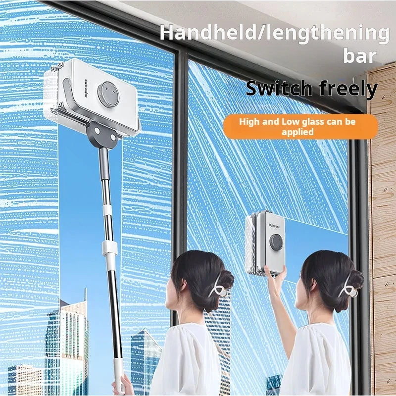 Double Sided Magnetic Glass Brush With Telescopic Rod Adjustable Magnetic Anti-Drop For Various Glass Home Window Cleaner