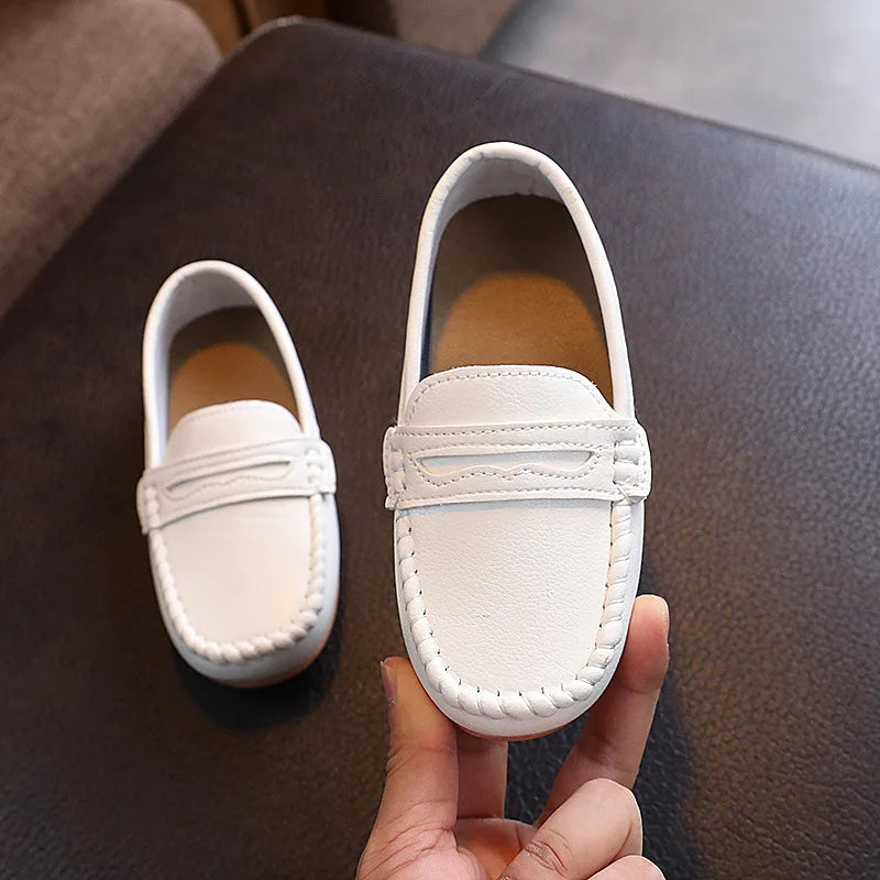 Boys Shoes Spring Autumn Kids Oxfords Boys Slip-on Flats Soft PU Leather Shoes Toddler Black White Loafers For Boy