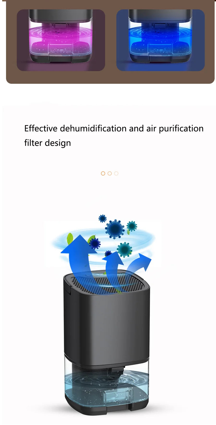 Xiaomi Dehumidifer 1000ml Water Tank 2 in 1 Quiet Moisture Absorbers With Basic Air Filter Air Dehumidifier Home Room Kitchen