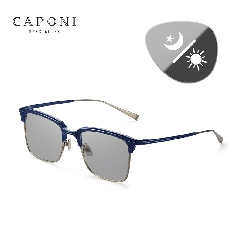CAPONI Polarized Sunglasses For Men Fashion Pure Ttanium Eyewear Retro Trendy Brand Design Sun Glasses for Driving Shades BS1905